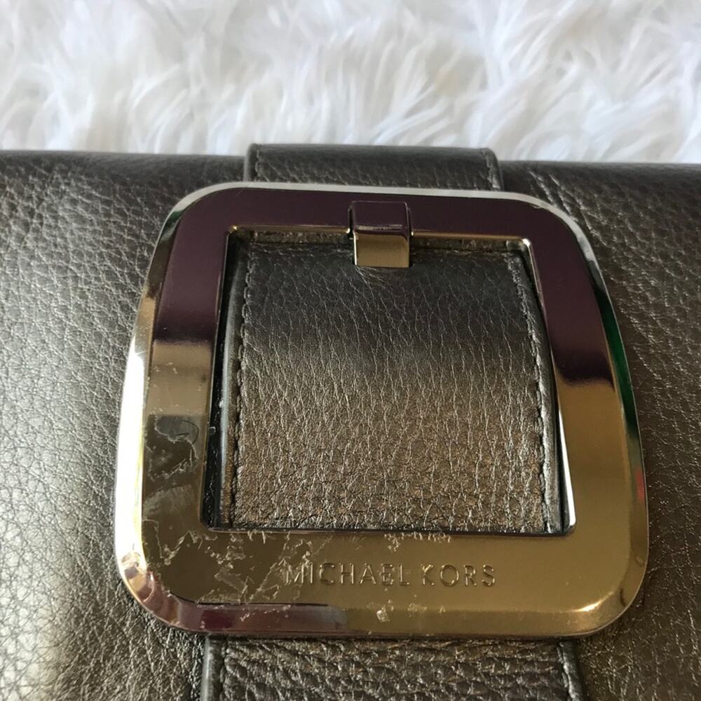 Michael Kors gunmetal leather clutch - Picture 2 of 4